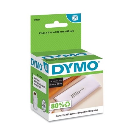 Dymo ADDRESS LBLS WHITE 1-1/8X3-1/2 2ROL 30251
